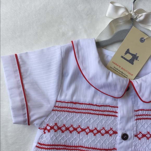 SOLD Boy Christmas smocked set - Picture 2 of 2